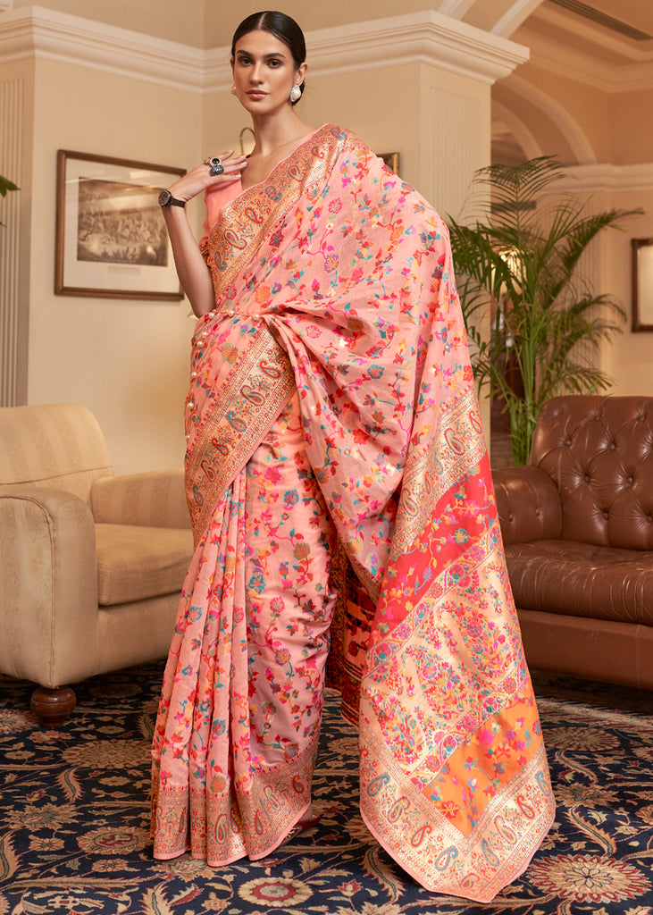 Peach Banarasi Silk Woven Zari Saree|SARV142333